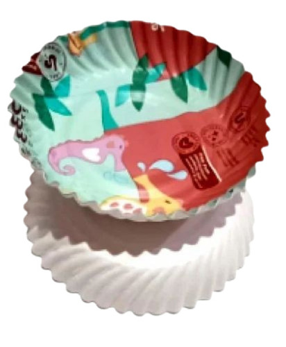 Printed Paper Plate - 12 Inch Round, 180 Gsm Wrinkle Pattern | Pack Of 35 Pieces
