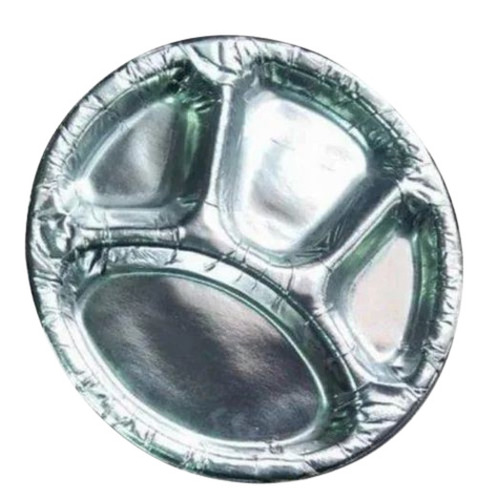 Silver Foil Paper Plates - 12 Inch Round, 70 GSM Wrinkle Finish | Pack of 35 Plain Design