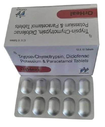 Trypsin Chymotrypsin Paracetamol Tablets - Medicine Grade, Prescription Required for Hospital and Clinic Use, Cool and Dry Storage Instructions, Precautions Required