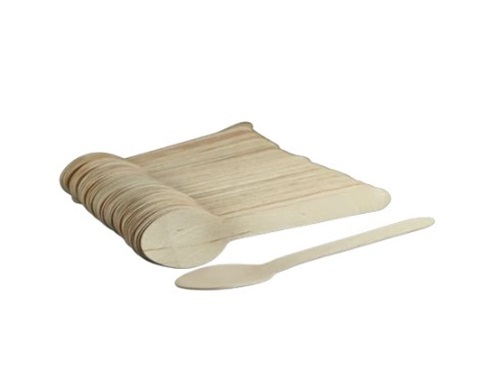 Wooden Spoons - Pack of 100 Pieces, Modern Oval Design in Natural Wood Color, 5mm Thick