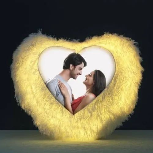 Yellow Led Sublimation Cushion - Fur Material