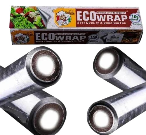 Eco Wrap Aluminium Foil - 9 Meters Long, Silver Color, Plain Pattern | Food Safe, Kitchen Use, Aluminum Backing, Box Packaging