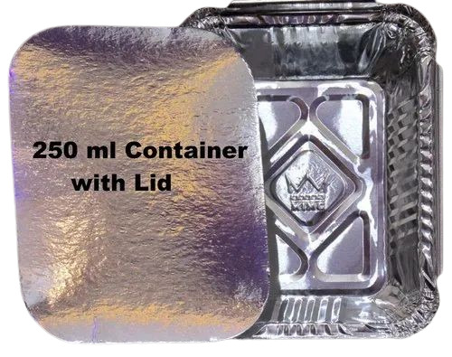 Biodegradable Aluminum Foil Food Container - 600ml Oval Pack of 100 Pieces, Silver Polished Finish, 0.2 mm Thickness