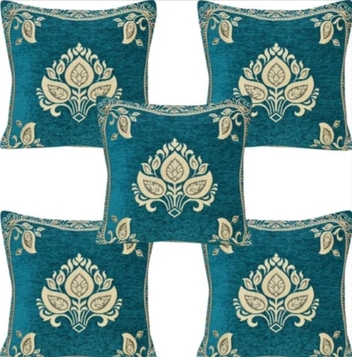 Blue Color 5 Piece Cushion Covers Set - Chenille Fabric, 16x16 Inch , Soft Fabric, Zipper Closure, Easy to Clean, Durable Stitching, Customizable Decor