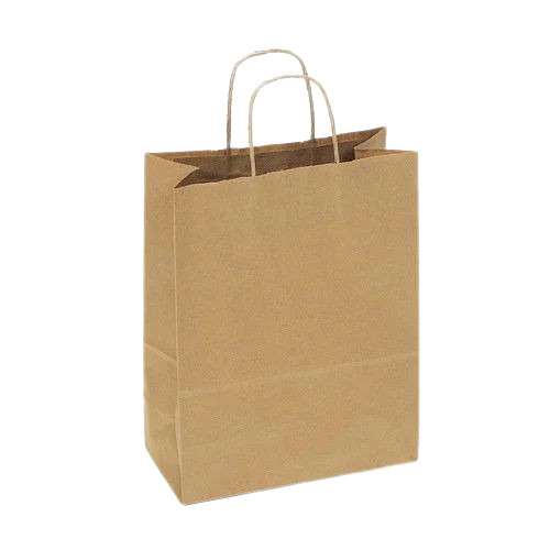 Brown Paper Bag - Lightweight Attractive Rectangle, Customized Designs, Moisture Proof Kraft Paper, Patch Handle, Very Good Quality