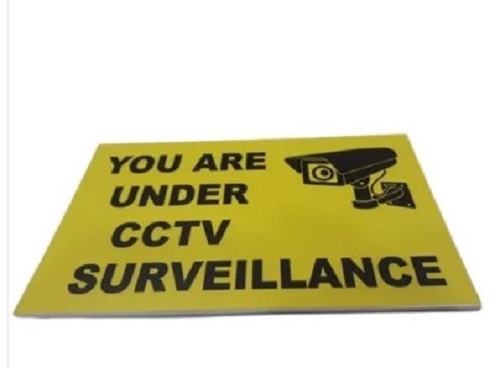 CCTV ACP Sign Board - ACP Material, 22x15 Inches, Yellow Color | Waterproof, Easy to Clean, Crack Resistant, 2mm Thick