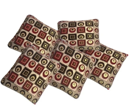 Embroidery 5 Piece Cushion Cover Set - Chenille Fabric, 16x16 Inch , Variety of Colors, Printed Pattern, Zipper Closure, Soft & Comfortable Texture, Machine Washable, Customizable Decor