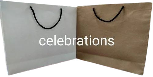 Exhibition Paper Bags - Kraft Paper, Customized Size, Grey & Brown | Moisture Proof, Attractive Design, Light Weight, Rope Handles, Max Load 1 Kg