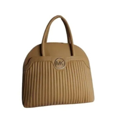 Ladies Fancy Handbags - Leather Material, Rectangular Shape, Brown Color, Zipper Closure | Stylish and Elegant Design for Office Use