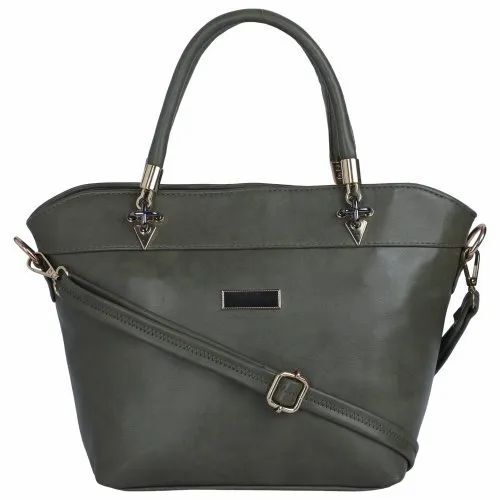 Ladies Handbag - PU Material Customized Size Grey Color | Durable Double Handles Attractive Square Design Fine Finishing Zipper Closure