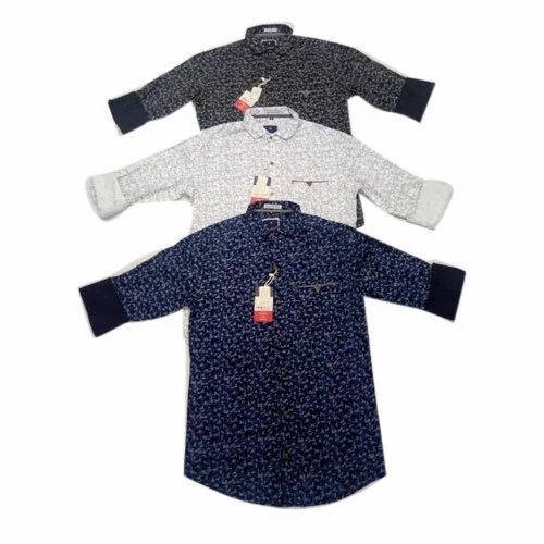 Mens Dotted Cotton Shirt - Lightweight, Breathable, 100% Pure Fabric | Full Sleeves, Button Down Collar, Casual Style for All Seasons