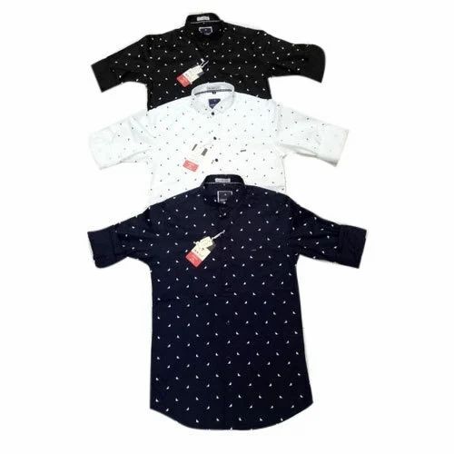 Men's Casual Shirts - Cotton, S, M, L, XL Sizes | Breathable, Full Sleeves, Dotted Print, Button Down, All Colors Available