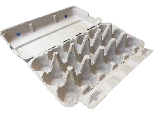 Paper Pulp Egg Tray - 27x10x6cm White Disposable Design, 12 Compartment Efficiency