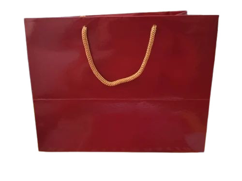 Promotional Paper Bags - Kraft Paper, Customized Size, Maroon Color | Attractive Light Weight Design, Moisture Proof with Patch Handles