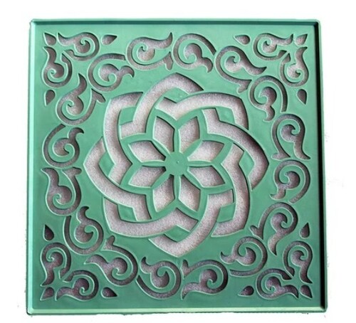 Rangoli Stencil - Plastic Material, 11x11 Inch Size, Green Color - Perfect for Decorative Applications