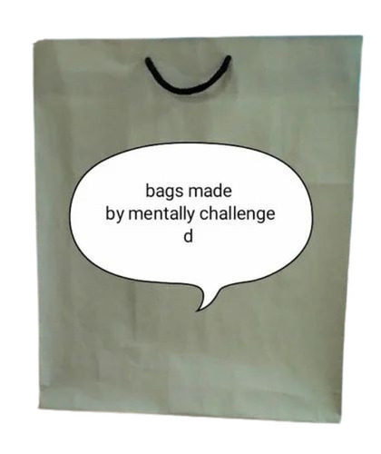 Rectangle Paper Bags - Kraft Paper, Customized Size, Grey Color | Moisture Proof, Attractive Light Weight Design, Patch Handle, Max Load 1 kg