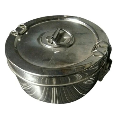 Stainless Steel Round Tiffin - Polished, Leak Proof Design, Copper Base Option Available