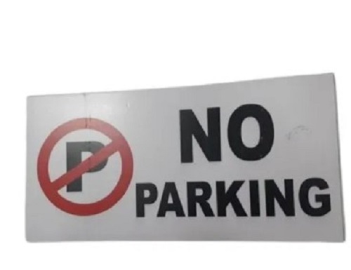 Stainless Steel No Parking Sign Board - 5x3 Inch Rectangular, White Color | Rust Proof, Waterproof, Accurate Dimensions, Quality Tested
