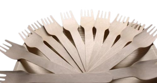140mm Wooden Fork - Wooden Material , Disposable, Eco-Friendly, Plain Brown Design, Pack of 100 Pieces