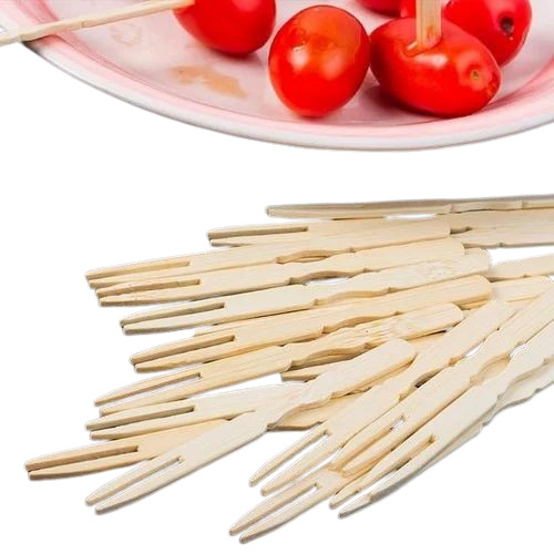 Wood Fruit Fork - Wooden, 120mm Length | Eco-Friendly, Pack of 100 Pieces, Plain Design for Party Supplies