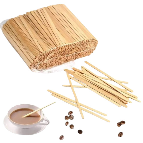 Wooden Coffee Stirrer - Birch Wood, 5.5 Inch Length (140 Mm) | Eco-friendly, Bio-degradable, Pack Of 100 Pieces For Hotels & Restaurants