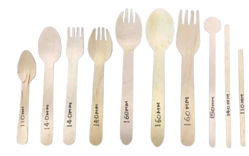 Wooden Cutlery Set - 10 Pieces 160 mm Oval Shape Brown Color | Disposable for Restaurants