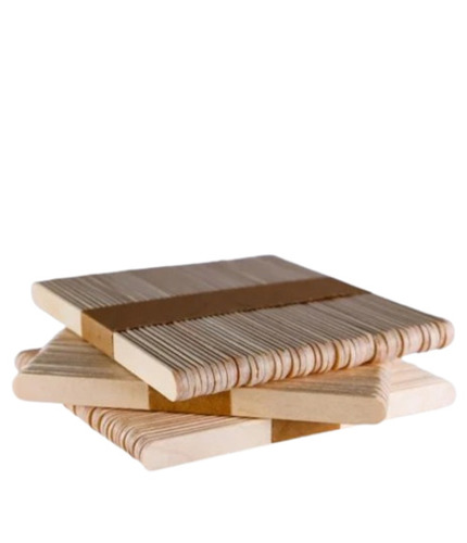 Wooden Ice Cream Stick - 114mm x 10mm x 2mm , Brown Color, 100 Pieces in Packet, Plain Design Ideal for Ice Cream Serving