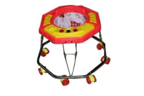 8 Bend Premium CP Baby Walker - PVC Material , Weatherproof and Scratch-resistant, Wear-resistant, UV-resistant, Strong Plastic Frame, Secure Design, Red and Yellow Color