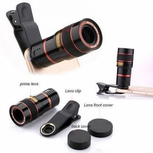 8X Mobile Camera Lens - Plastic, 210 g, Red + Black | Features: Customizable Size, Stainless Steel Elements, Enhanced Zoom Capability