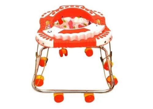 Premium Baby Walker - PVC Material, Orange Color | Anti-Fall Design, Adjustable Speed, Safety Belt, Soft Padding, Height Lock, Anti-Skid Feet, Wide Stance, Stable Support