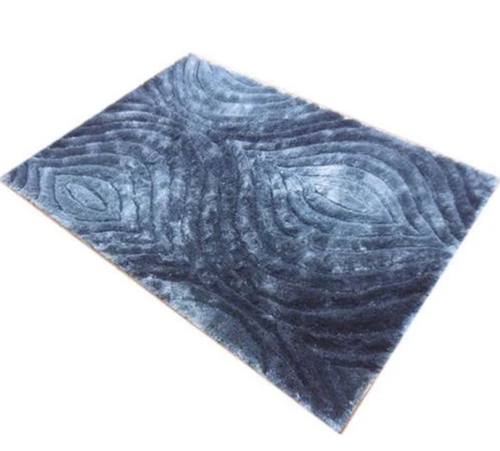 Handcrafted Silk Blue Tufted Rug - 2x5 Feet, Unique Modern Design | Plush Comfort, Easy Maintenance, Eco-Friendly and Non-Slip Backing