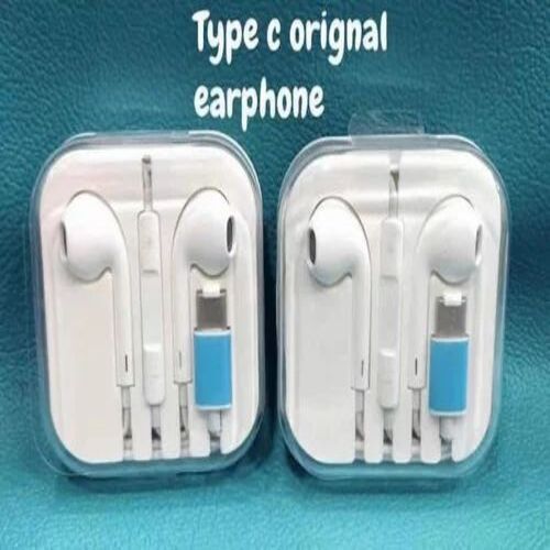 C Type Earphone - Wired, White Color | Deep Bass, Call Control: Call End & Call Answer