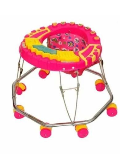 CP PVC Baby Walker - PVC Material, 3-12 Months, Pink and Yellow | Shatterproof Wheels, Durable Weatherproof Design, Reinforced Corners