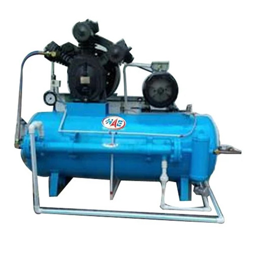 High Pressure Air Compressor - 500L Capacity, 20HP, 120cfm Flow Rate | Air Cooled, Lubricated, Electric Power Source, 3 Cylinder Design, Blue and Black Finish