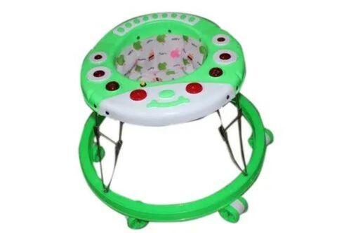 Katty PVC Round Baby Walker - PVC Material, Green Color | Adjustable Speed, Anti-fall Design, Soft Padding, Safety Belt, Height Lock, Rounded Edges