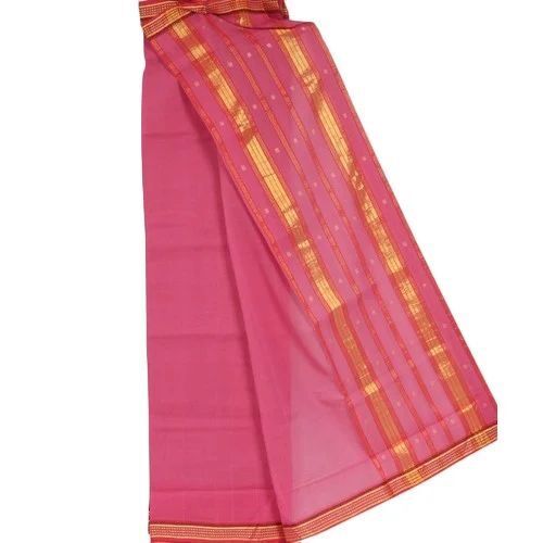 Ladies Cotton Saree - Premium Quality Pink Cotton, Comfortable Drape, Elegant Design, Easy to Wear, Quick-Drying, Skin-Friendly for All Seasons