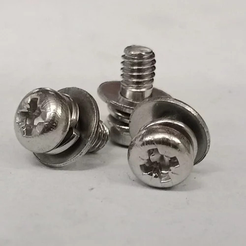 M4x8 Sems Screw - Polished Mild Steel, High Strength and Corrosion Resistant for Commercial Use