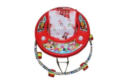 PVC Baby Walker - PVC Material, Red Color, For Ages 3-12 Months | Anti-Fall Design, Adjustable Speed, Safety Belt, Soft Padding, Height Lock, Anti-Skid Feet, Wide Stance, Stable Support