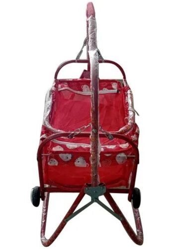 Premium Red Portable Baby Cradle - Durable Mild Steel, 60 x 40 x 80 cm | Gentle Rocking, Safety Lock, Compact Storage, Padded Edges, Ideal for 3-12 Months