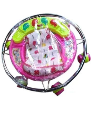Star Music 6 By 8 C.P Baby Walker - PVC, 3-12 Months, Pink and White | Optimal Weight Capacity, Shock Absorbent, Slip-Resistant Wheels, Finger-Safe Handles, Stable Legs, Fall Prevention