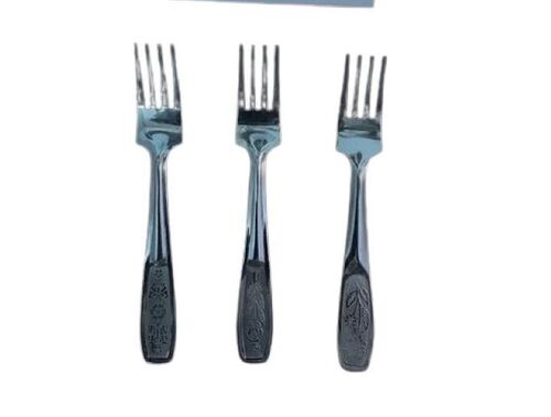 Steel Fork Set - Stainless Steel, Silver | Polished Finish, Rust Proof, Ergonomic Handle, Sturdy Prongs, Lightweight, Scratch Resistant, Heat Resistant