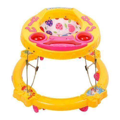 Super Deluxe PVC Baby Walker - Yellow and Pink | Optimum Rugged Build with Tough Plastic Body, Weatherproof and UV-Protected, Heat-Resistant Frame