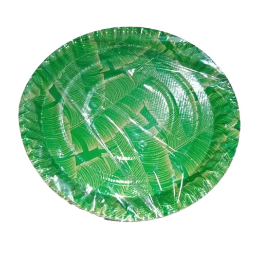 12 Inch Green Disposable Paper Plate - 350 GSM, Circular Shape with Wrinkle Pattern | Ideal for Event and Party Supplies