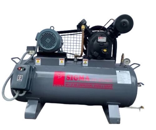 5 HP Reciprocating Air Compressor - 200L Capacity, 0-20 CFM Flow Rate, 7 kg Discharge Pressure, Air Cooled | Portable and Rental Available, Class I Air Quality