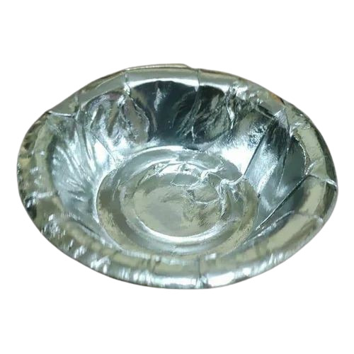 Silver Paper Bowl - 7 Inch Round Design | Disposable Event and Party Supply, One-Sided Coating