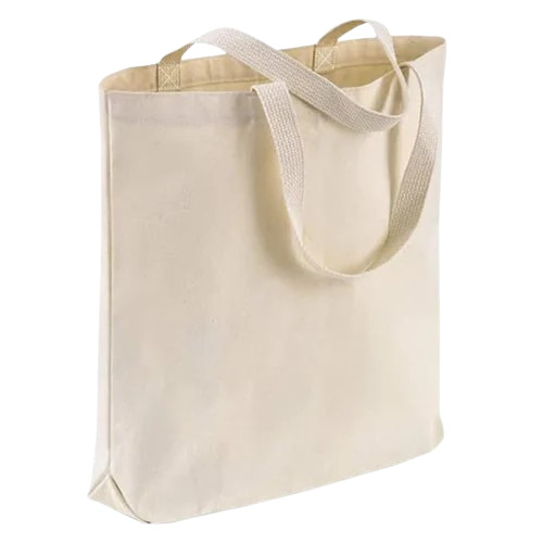 Cotton Canvas Handbag - 10 Kg Capacity, Off White Color | Washable, Light Weight, Double Strap Handles, Customized Size, Attractive Plain Design