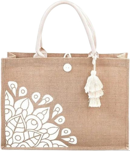 Designer Fashion Jute Bag - Lightweight 15Kg Capacity | Very Good Quality Washable Long Lasting Attractive Design Hand Length Handle