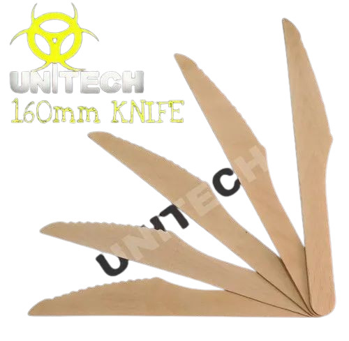 Disposable Wooden Knife - 160mm Natural Wood, Eco-Friendly Design for Easy Serving
