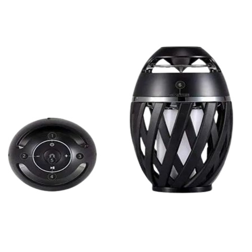 Flame Atmosphere Bluetooth Speaker - Medium Size Black Color Round Shape | Portable Rechargeable Design