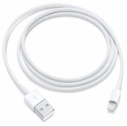 iPhone USB Data Cable - Lightning Connector, 480 Mbps Transfer Rate, Male To Male, Round Shape, White Color